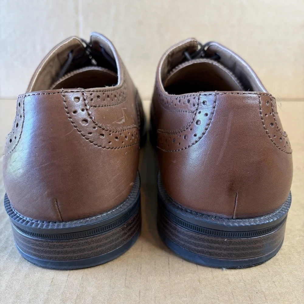 GH Bass Mens Brown Leather Wingtip Brogue Oxford Dress Shoes Lace Up